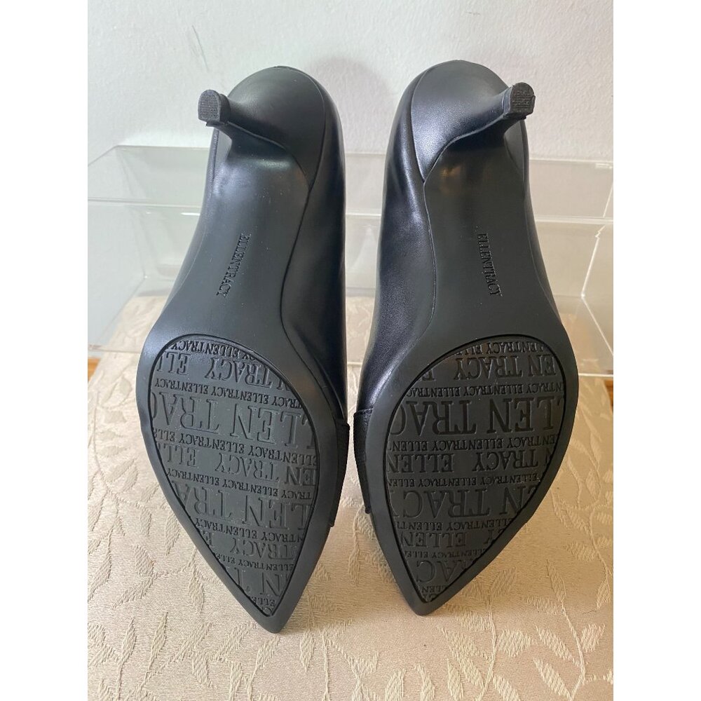 Ellen Tracy Black Pointed-Toe Leather Pumps Leather Size 6.5 - Picture 6 of 9